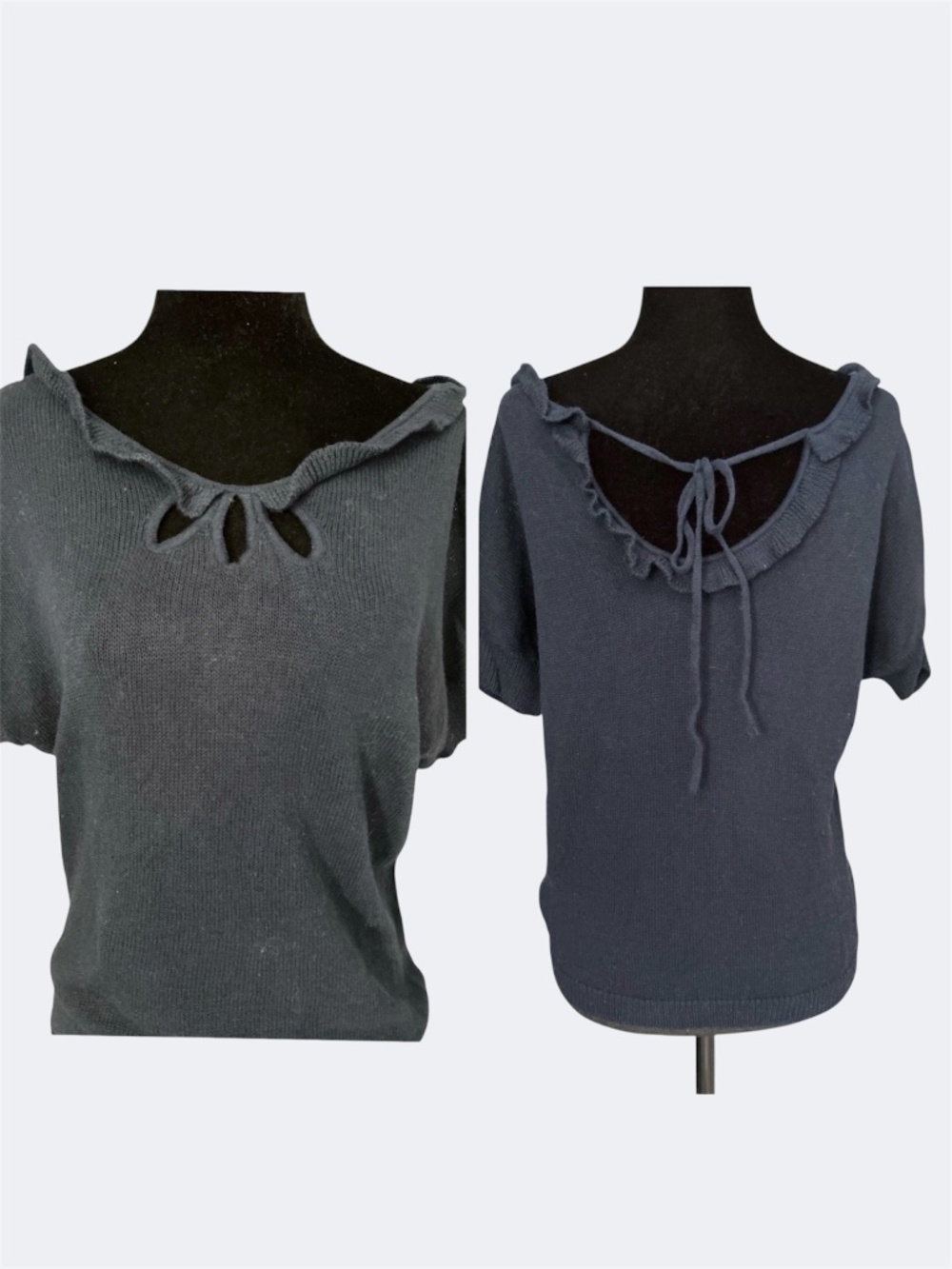 Anthropologie Moth Vintage Inspired Navy Sweater Knit Top Cut Out Open Back XS